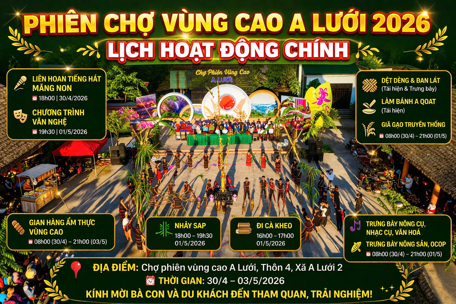 PHIÊN CHỢ VÙNG CAO A LƯỚI 2026: ĐIỂM HẸN VĂN HÓA GIỮA ĐẠI NGÀN TRƯỜNG SƠN