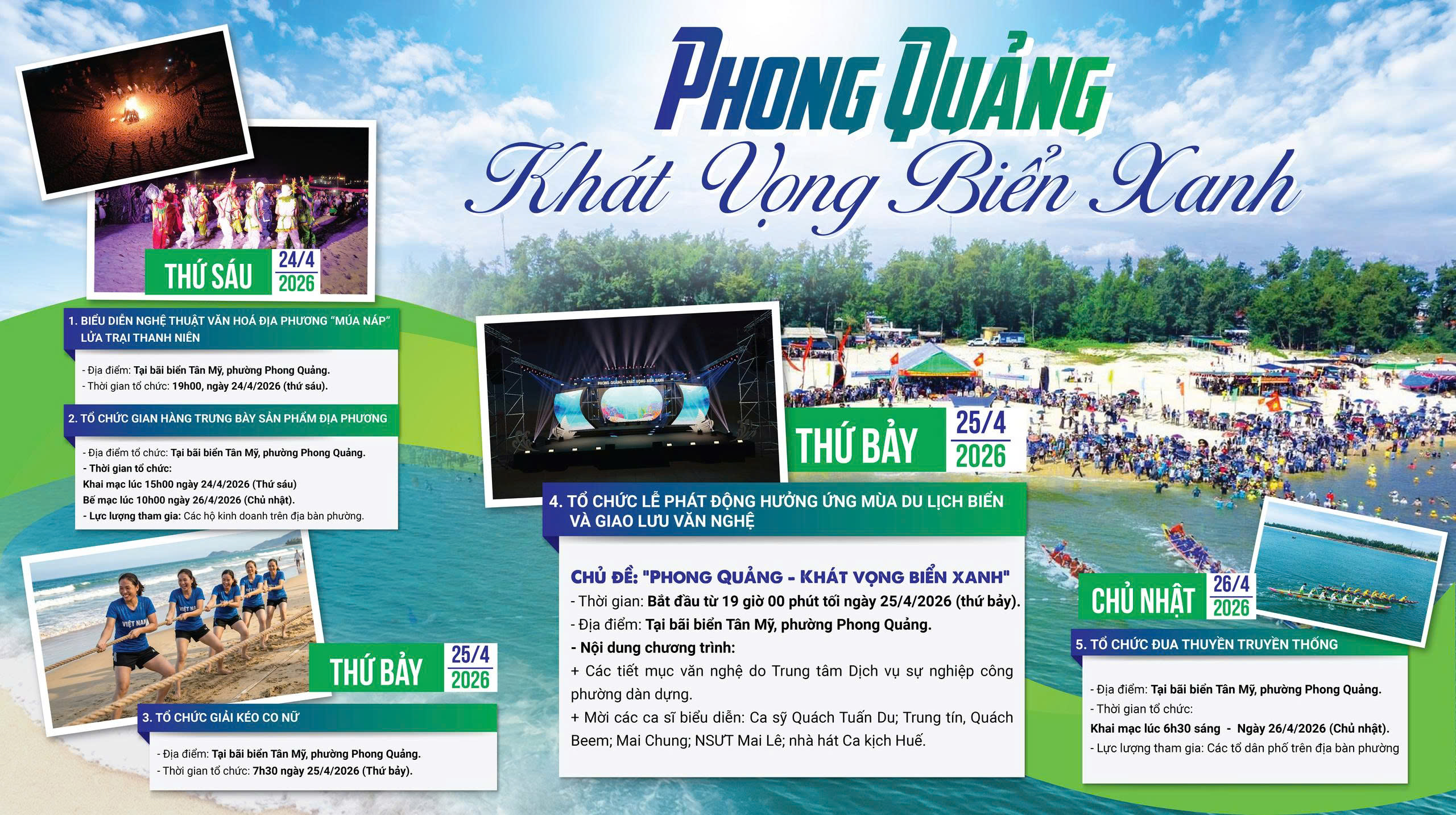Phong Quảng chuẩn bị tổ chức chuỗi sự kiện “Khát vọng biển xanh” năm 2026